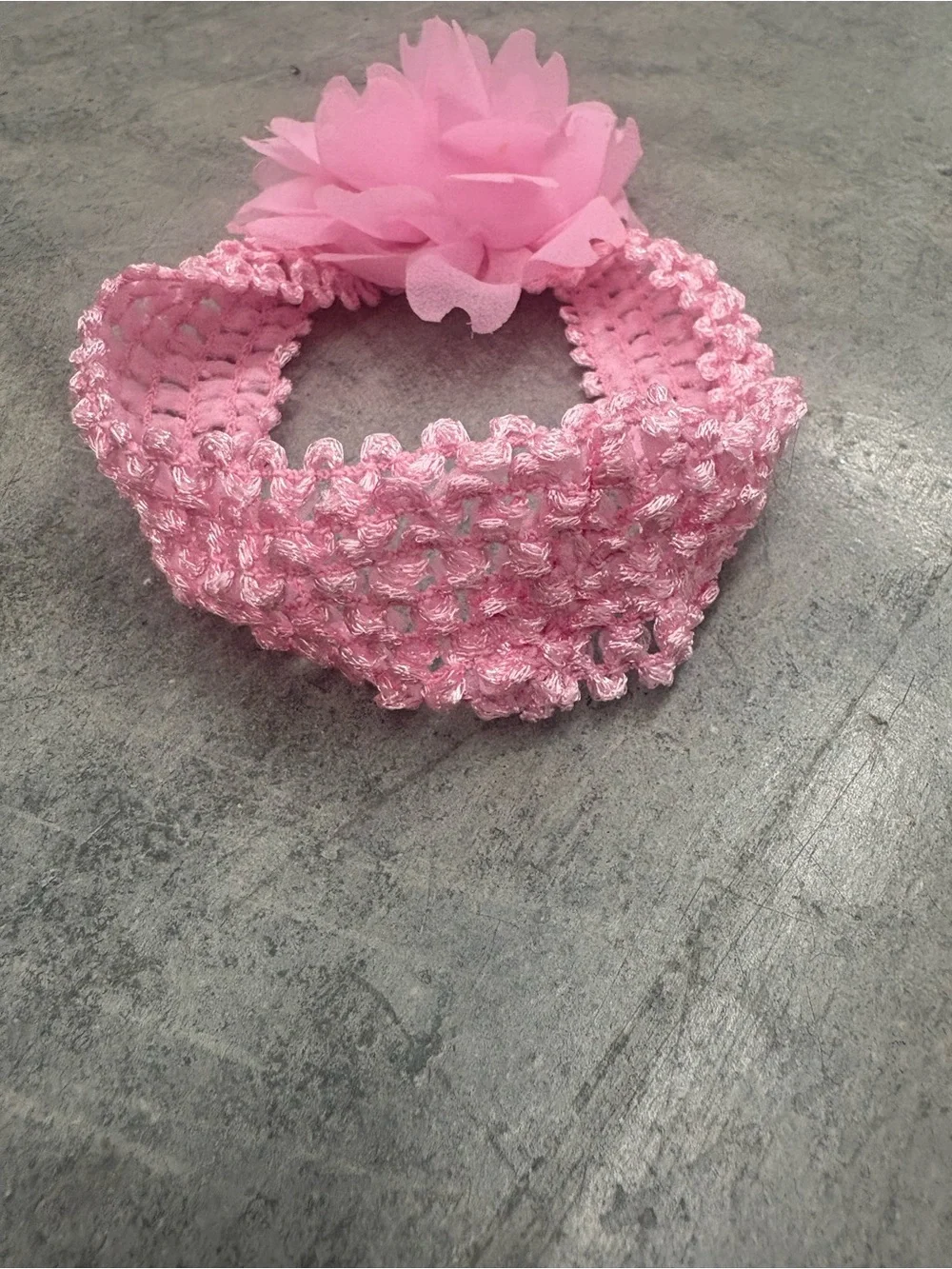 Pink Stretch Fabric Baby Girls Headband w/ Flower Accent, Solid, One Size